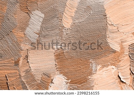 abstract oil paint texture on canvas, background. New trending PANTONE Peach Fuzz colour of 2024 year Royalty-Free Stock Photo #2398216155