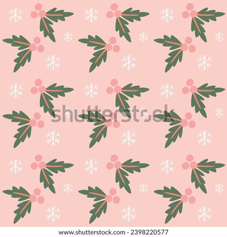 A sweet seamless pattern featuring festive holly and berries with additional snowflakes.
Created in a pastel colour palette.
Great for holiday wallpaper and textiles.