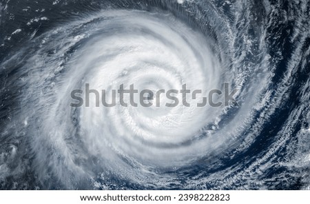 Super Typhoon, tropical storm, cyclone, hurricane, tornado, over ocean. Weather background. Typhoon,  storm, windstorm, superstorm, gale moves to the ground.  Elements of this image furnished by NASA. Royalty-Free Stock Photo #2398222823