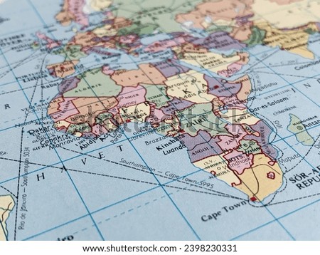 Map of Africa, world tourism, travel destination