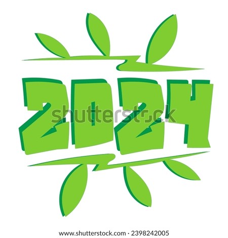 graphic illustration of the number 2024 in greenery shape, this vector is great for covers, banners, logos, icons, magazines, calendars
