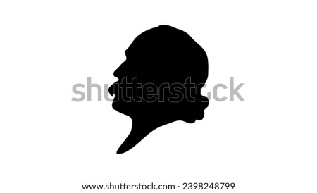 Theodor Fontane, black isolated silhouette