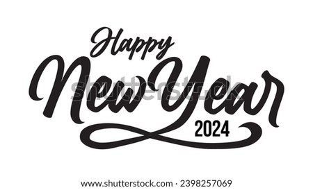 Happy new year 2024 design with hand letterring  Royalty-Free Stock Photo #2398257069
