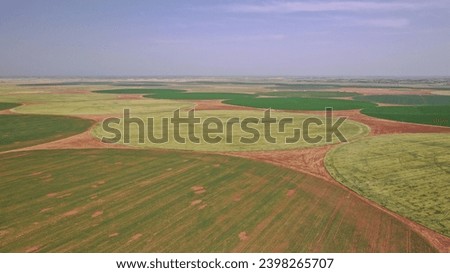 Large circular fields at sunset