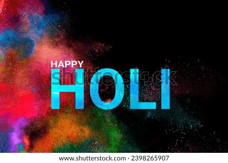Holiday Holi concept.An explosion of multi-colored paint, bright vibrant pigments. Noisy dust and powder texture, flicker and shimmer noise. Black background for design. Royalty-Free Stock Photo #2398265907
