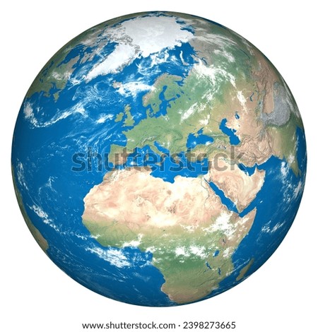 Planet Earth with clouds. Europe, Asia and Africa - Elements of this image furnished by NASA