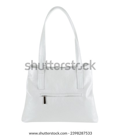 Back side of white women trapeze bag isolated on white background with clipping path. Cut Out bag object