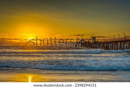 Beach Sunset Pier Southern California Royalty-Free Stock Photo #2398294151