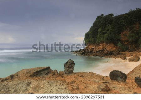 Natural view of the beach, coral rocks, Tirung beach in Lamboya District, West Sumba Regency, NTT, Indonesia