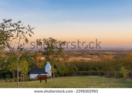 Landscape on a valley in the Fruska gora national park in Serbia. Sunset in the National Park. Royalty-Free Stock Photo #2398302983
