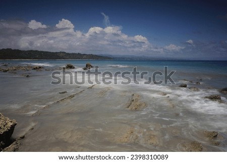 Beautiful natural view of rocky beaches, sea and waves on Rua beach, Wanokaka District, West Smba Regency, SUMBA, NTT, Indonesia