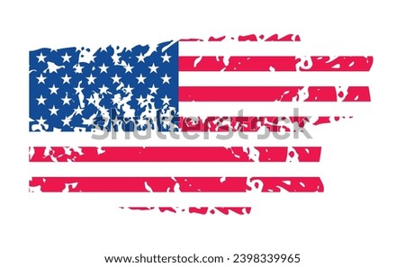 United States of America flag with watercolor paint brush strokes dirty texture or grunge texture design. Grunge US Flag brush stroke effect. USA flag brush paint use to 4 July American President Day.