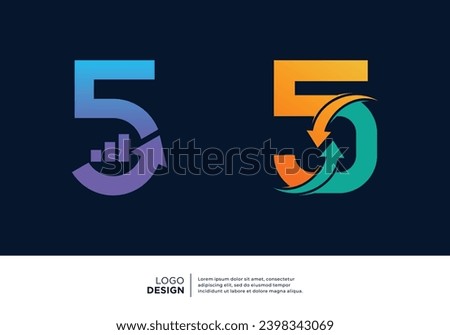 Creative Number 5 financial investment logo design.