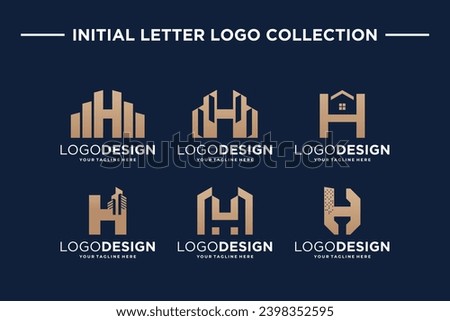 Set of initial letter H logo design real estate concept. Letter H building logo template