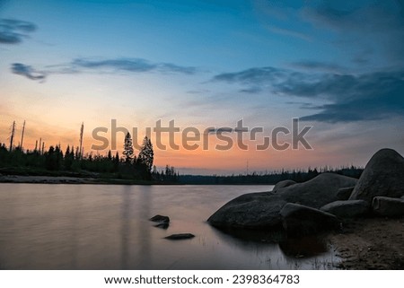 sunset at the oderteich in Harz Nationalpark  Royalty-Free Stock Photo #2398364783