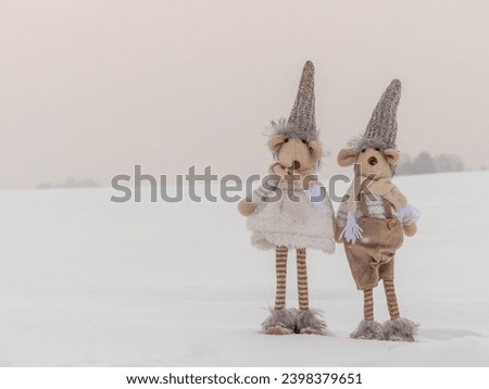 Christmas Elves in the Snow and Nature