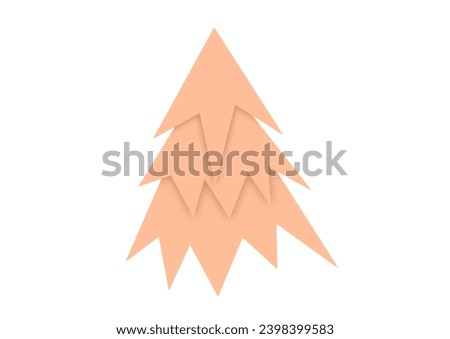 Christmas tree cutout isolated on white background. trees happy New Year design. Winter holiday Simple pine trees in trendy color clip art. Pantone color 2024 Peach Fuzz. color of the year