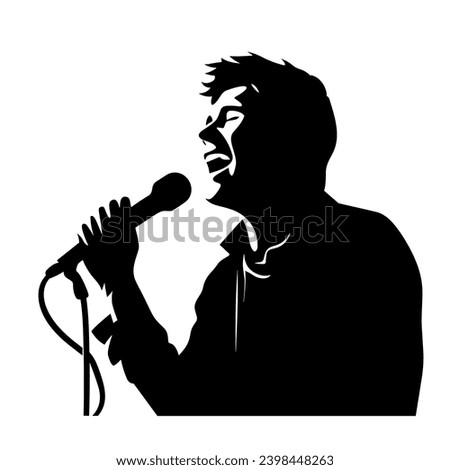 Male singer silhouette. Singer black icon on white background