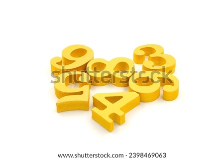 Golden numbers on a white background