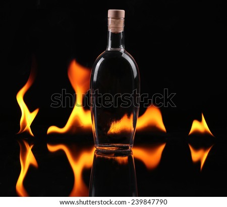 Stack of tequila on fire