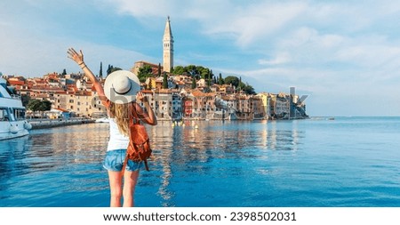 Female tourist in Croatia- Travel, vacation, tourism concept Royalty-Free Stock Photo #2398502031