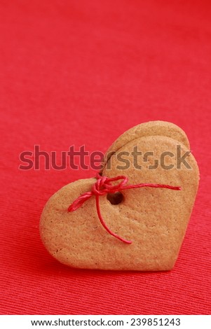 Heart shape gingerbread cookies on Holiday