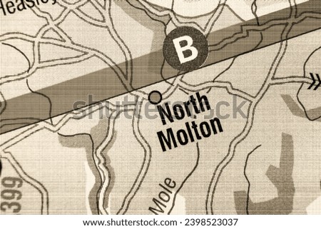 North Molton, Devon, England, United Kingdom atlas local map town and district plan name in sepia