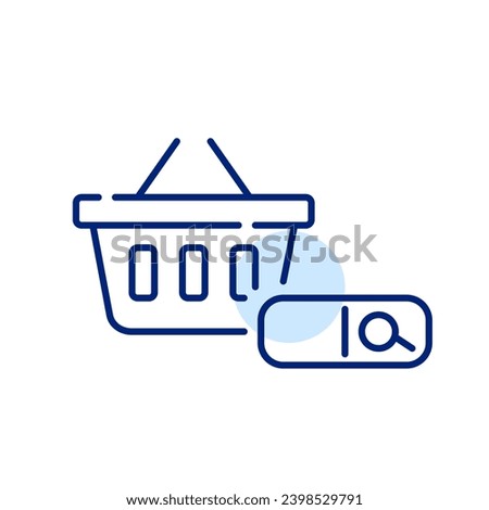 Online store search. Shopping basket and bar. Pixel perfect icon