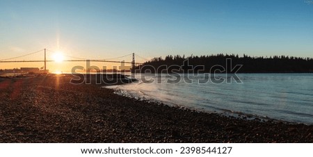 Sunrise at Scenic Beach in West Vancouver. Ambleside. Fall Season. Vancouver, British Columbia, Canada. Royalty-Free Stock Photo #2398544127