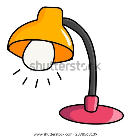 Table lamp illustration. Office or studying lamp clip art. School supllies clip art. Education and learning concept. Back to school. Desk lamp, Flat cartoon style.