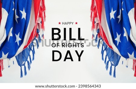 USA flag with text Happy Bill Of Rights Day on December 15.  Royalty-Free Stock Photo #2398564343