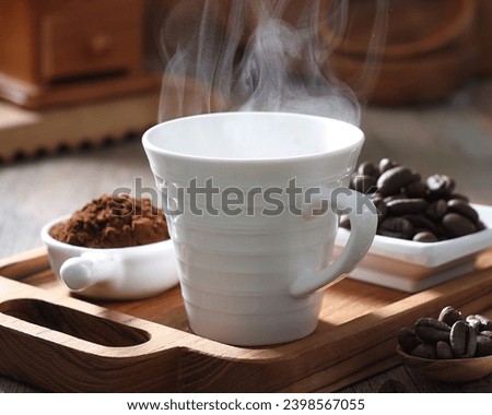 hot coffee on the table