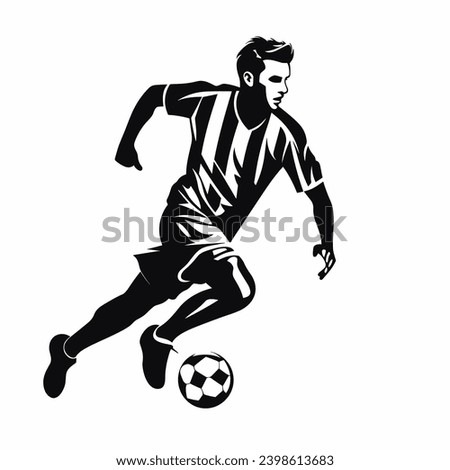 Soccer player silhouette. Soccer player black icon on white background