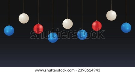 realistic Merry Christmas with red balls and white balls