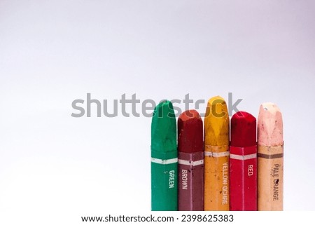 Set of Collection of Colors crayon wax isolated on White Background