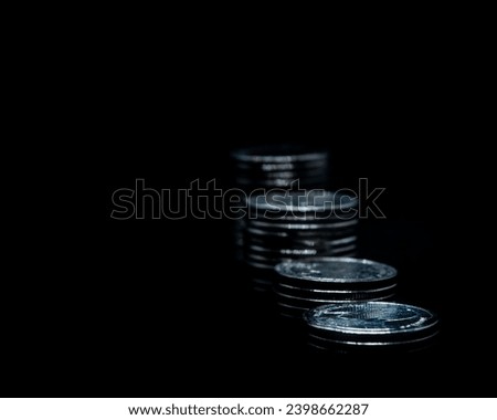 Stack of coins, coins set in groups , graphics for illustrations