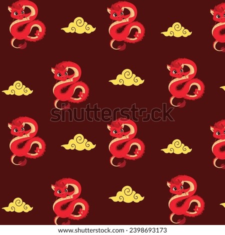 vector flat design chinese dragon pattern design vector seamless pattern chinese dragon red cute 2024 vector cartoon illustration
