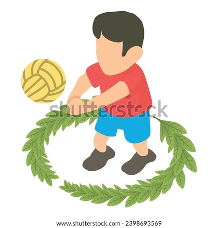 Volleyball player icon isometric vector. Male athlete with ball during game icon. Competition, sport concept