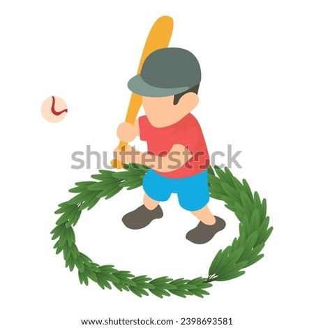 Baseball player icon isometric vector. Male baseball player with bat during game. Competition, sport concept