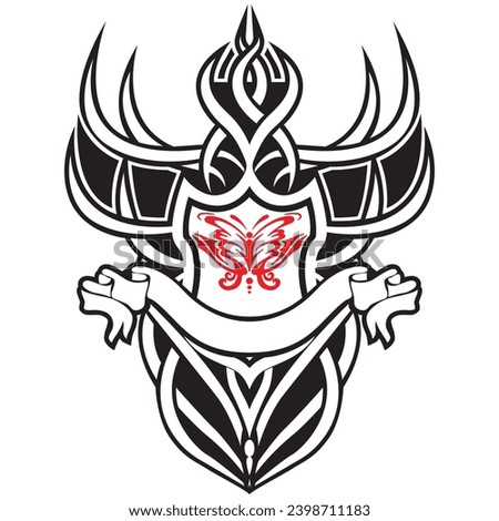 Tattoo And T Shirt Design Black And White Hand Drawing Special Red Butterfly Illustration Logo Icon Vector Art Design