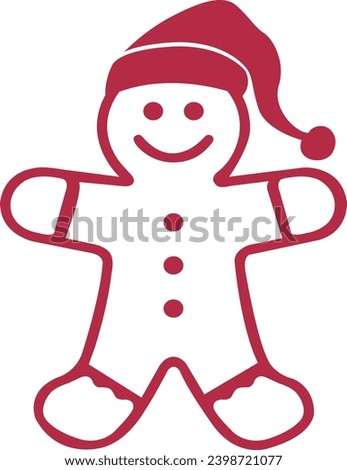Gingerbread man Christmas clip art design for T-shirts and apparel, holiday clip art design on plain white background for shirt, hoodie, sweatshirt, card, tag, mug, icon, logo or badge, 