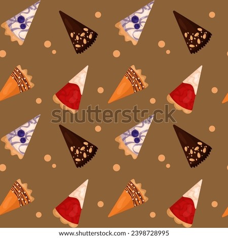 Vector pattern with pieces of different pies