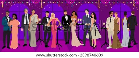 Diverse beautiful couples at corporate party event