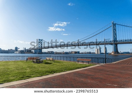 The Ben Franklin Bridge that connects Camden, New Jersey to Philadelphia, Pennsylvania. 