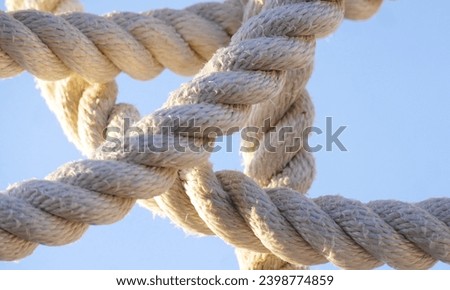 White rope for a boat and blue sky