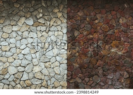 Two color of natural stone granite wall for background