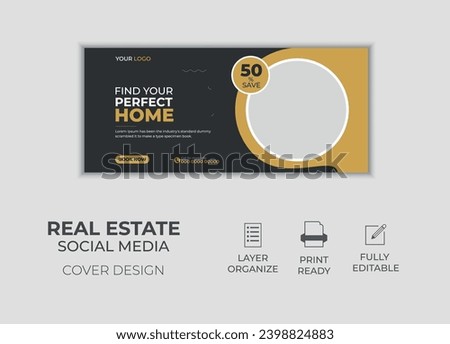 Real estate Facebook cover design template, web banner design ads, modern banner with modern layout, business banner, cover.