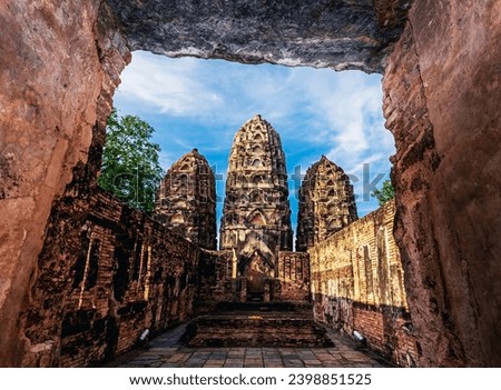 Cultural Landmarks: The historical Emerald Ancient City is an ancient civilization in Sukhothai Province in Thailand. Royalty-Free Stock Photo #2398851525