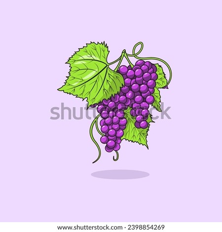 vector illustration of grape fruit purple cartoon
