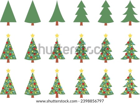 Ornate Christmas tree vector illustration set